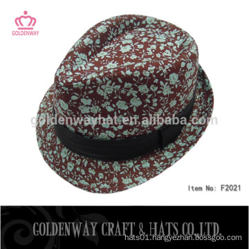 beautiful flower pattern colorful fedora hat polyester cotton